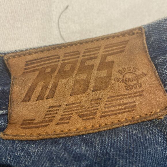 Vintage Retro Reynolds & Perry RP55 Jeans 42” Blue Distressed Denim Cargo Shorts - Picture 13 of 16